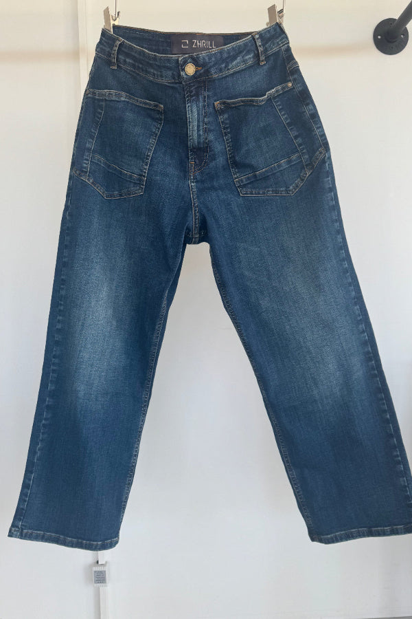 Zhrill Jeans Yve, blue, mittlere Waschung, aufgesetzte Taschen, high waist