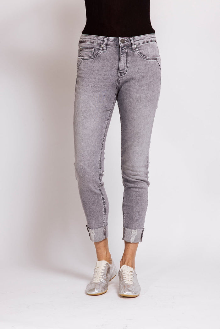 Zhrill Jeans Nova grey, grau, Umschlag, verkürzte Länge