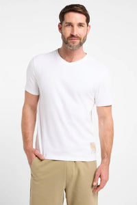 Elbsand Men T-Shirt Klaas bright white, weiß, unifarben, V-Ausschnitt