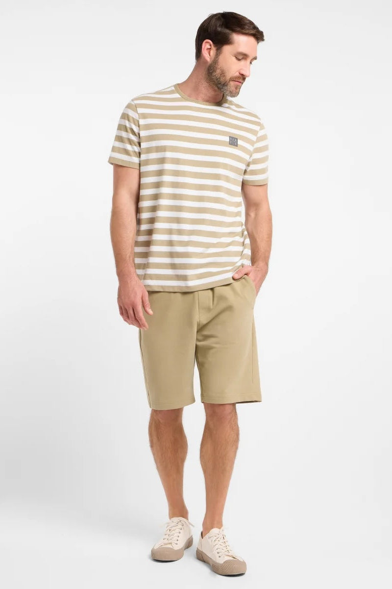 Elbsand Men T-Shirt Noe gestreift desert brown/bright white, kurzärmlig, Rundhalsausschnitt