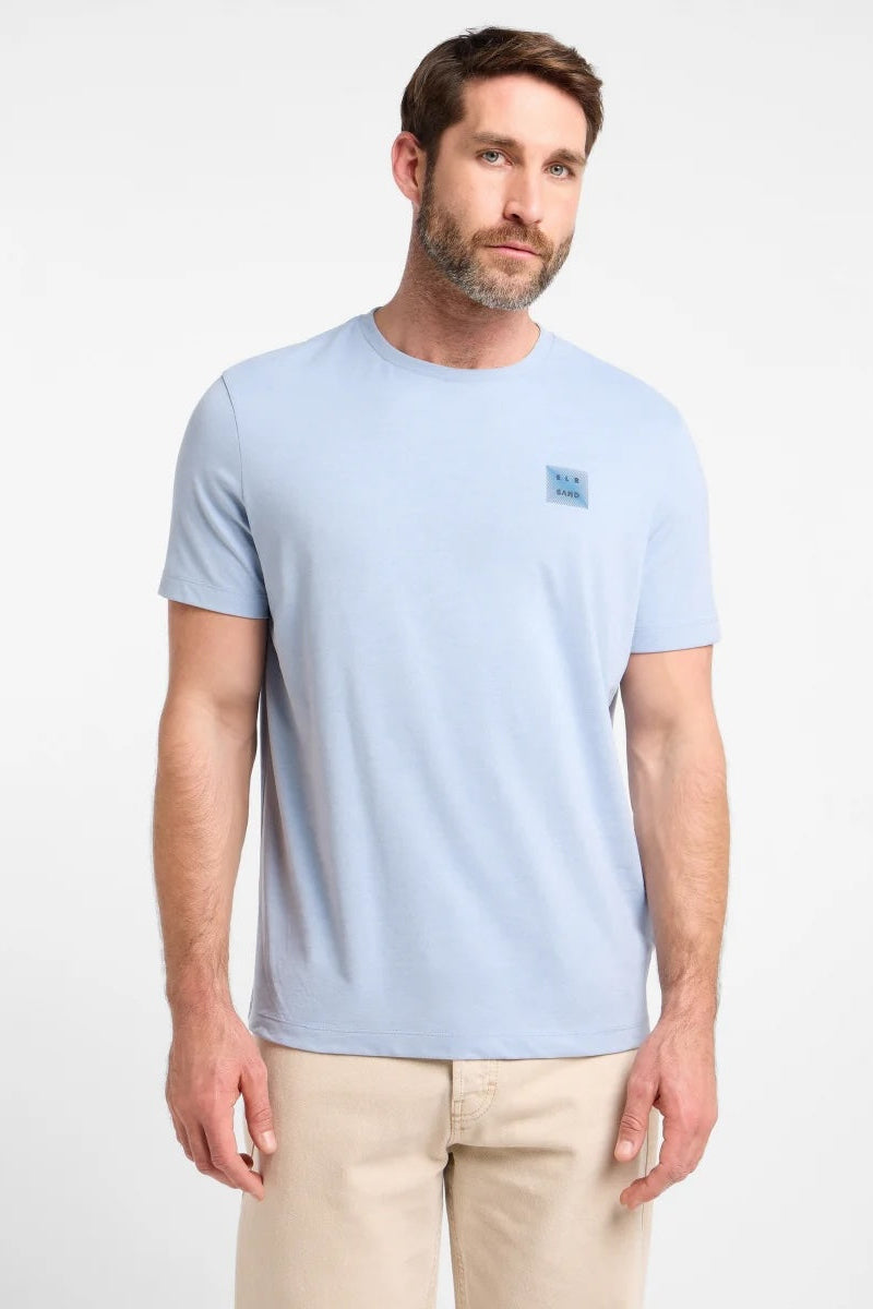 Elbsand Men T-Shirt Tio rain washed melange, hellblau, unifarben, Rundhalsausschnitt