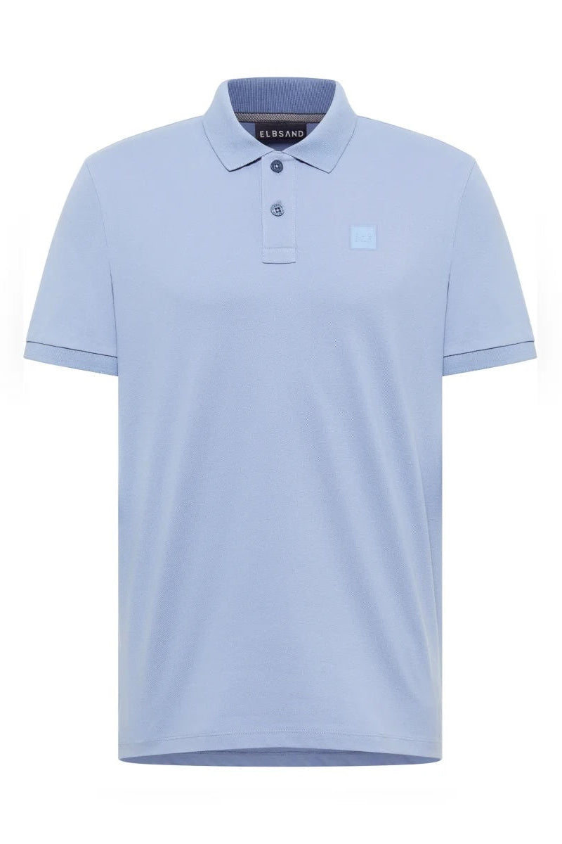 Elbsand Men T-Shirt Holms rain washed, hellblau, unifarben, Knopfleiste, Kragen 