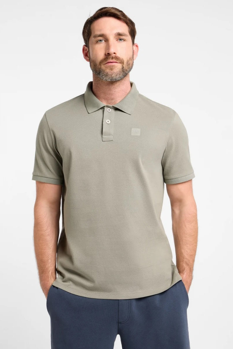 Elbsand Men Poloshirt Holms stone, unifarben, Knopfleiste, Kragen
