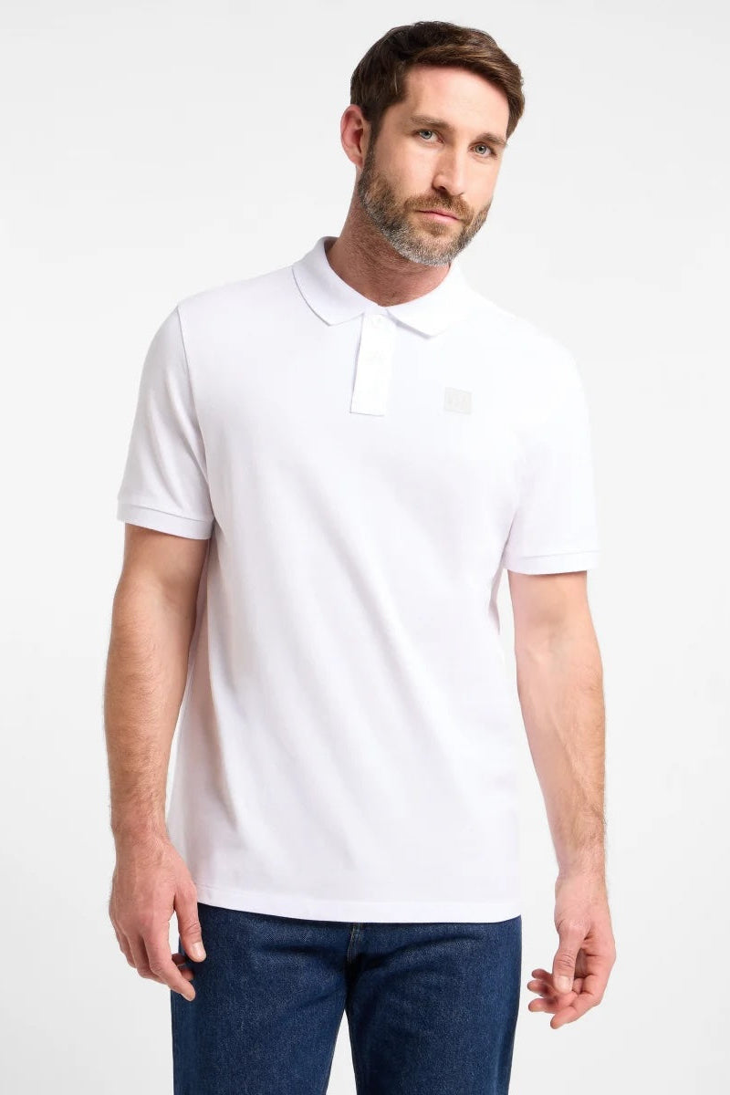 Elbsand Men T-Shirt Holms bright white, weiß, unifarben, Knopfleiste, Kragen