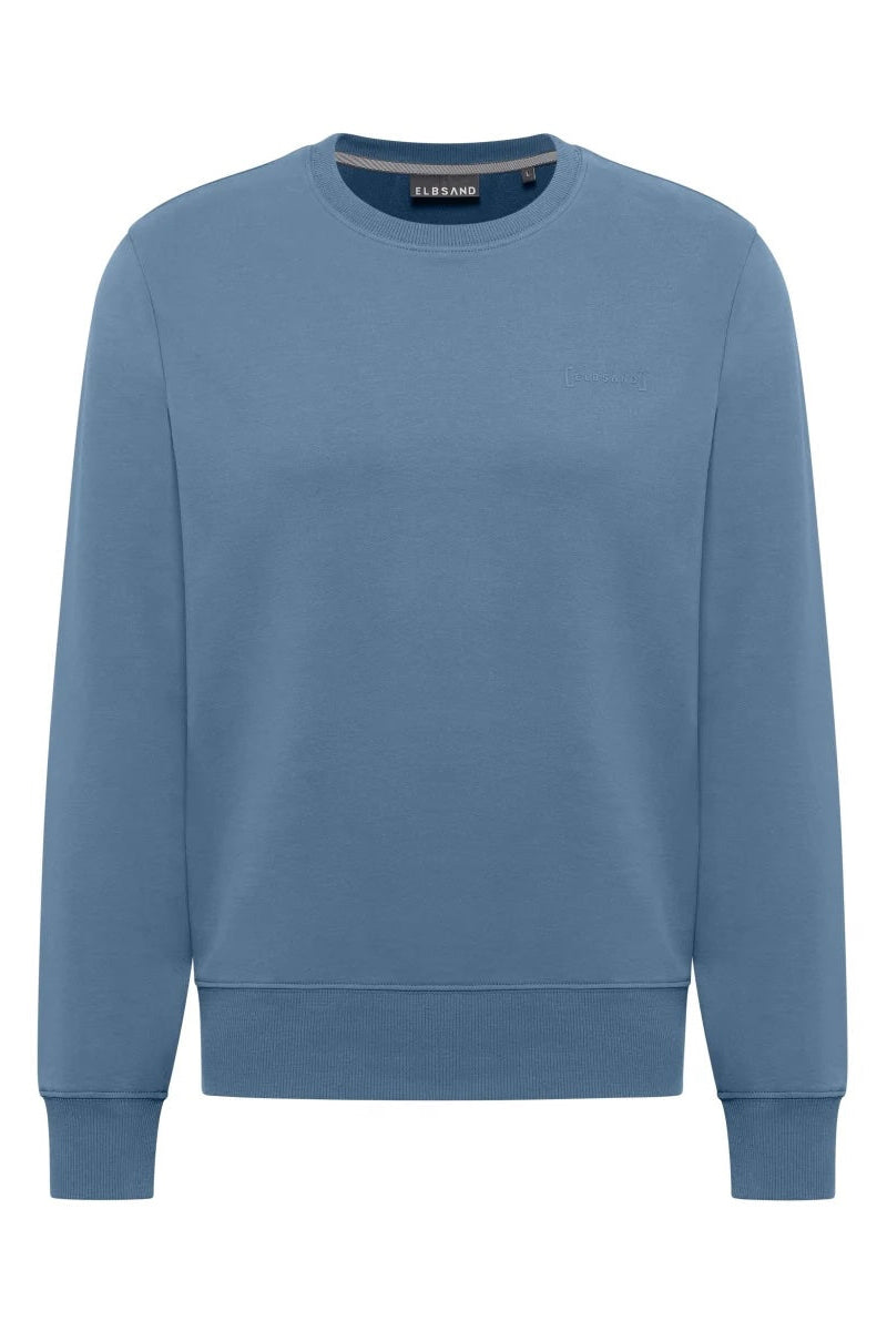 Elbsand Men Sweatshirt Jannik sailor blue, blau, unifarben, Sweater, Rundhalsausschnitt, Bündchen