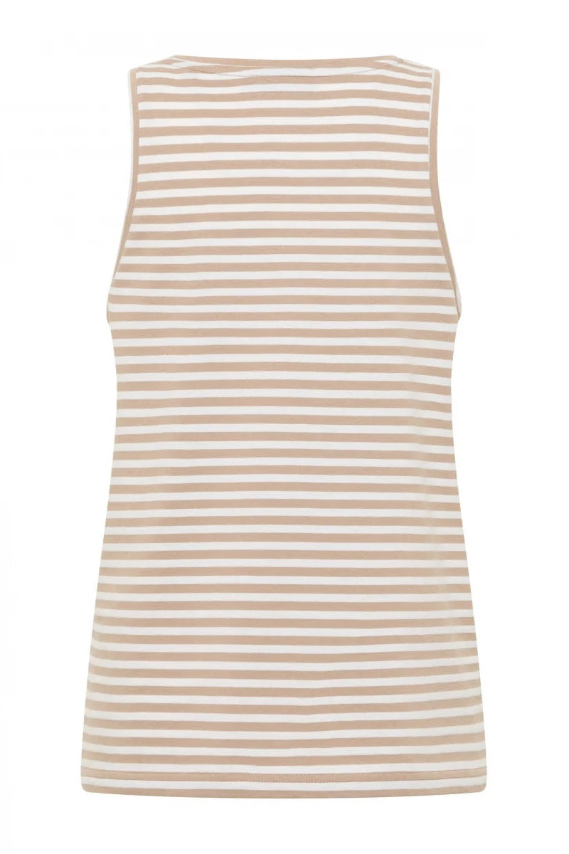 Elbsand Tanktop Maavi gestreift camel/bright white