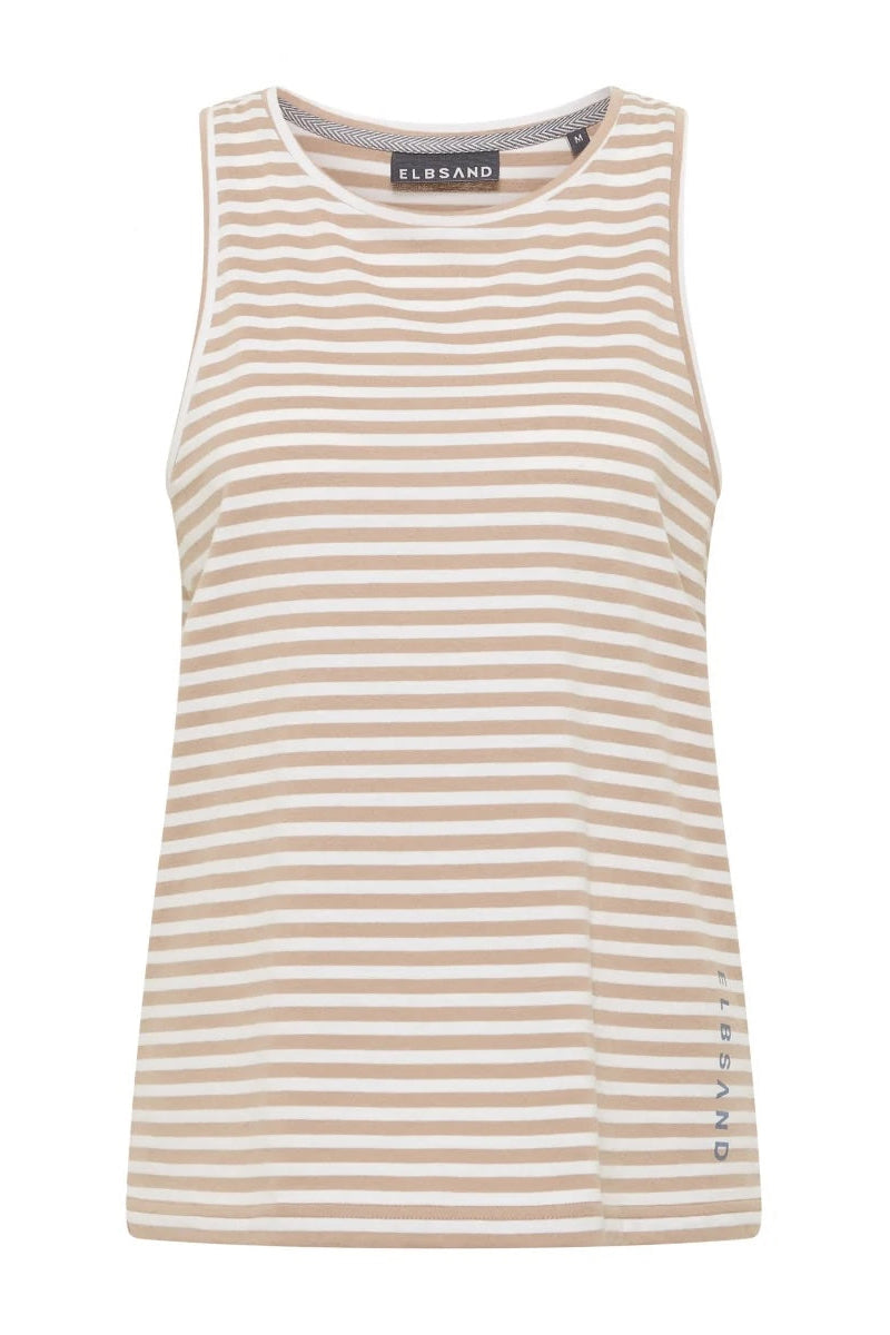 Elbsand Tanktop Maavi gestreift camel/bright white