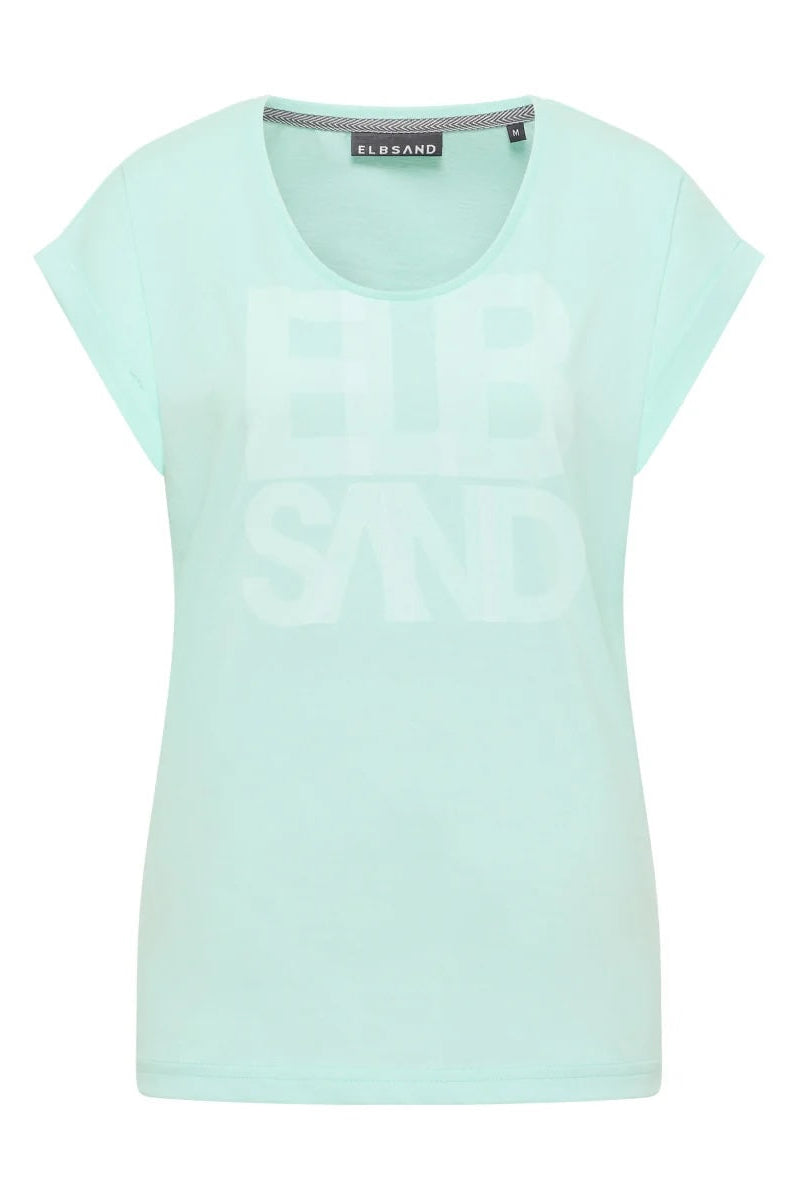 Elbsand T-Shirt Eldis ocean view melange, türkis, kurzärmlig, Rundhalsausschnitt