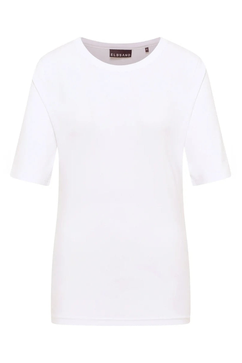 Elbsand T-Shirt Siva bright white, weiß, unifarben, slim fit, kurzärmlig, Rundhalsausschnitt