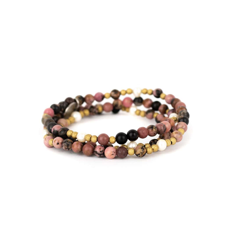 Inrosa Armband Eyga braun/weiß/rosa/gold