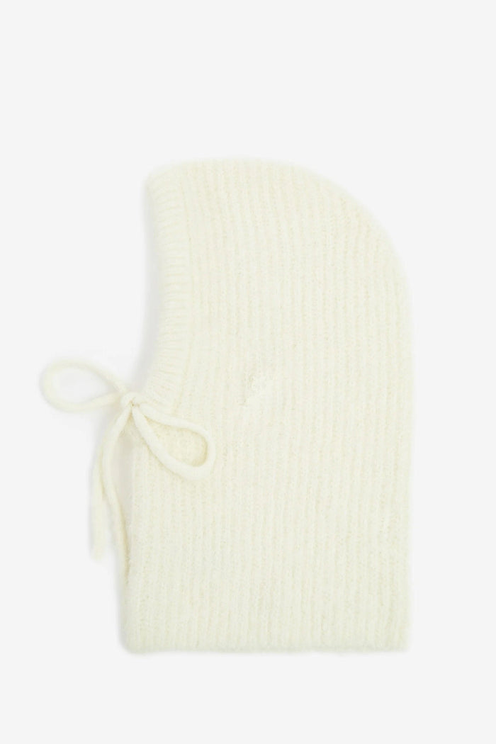 Grace & Mila Strickkapuze/Mütze, sable, creme, Kordelzug, unifarben