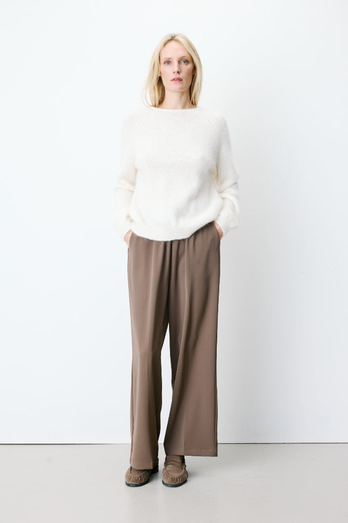 Grace & Mila Pullover Anthemis ivoire/elfenbein, unifarben, Rundhalsausschnitt, freier Rücken