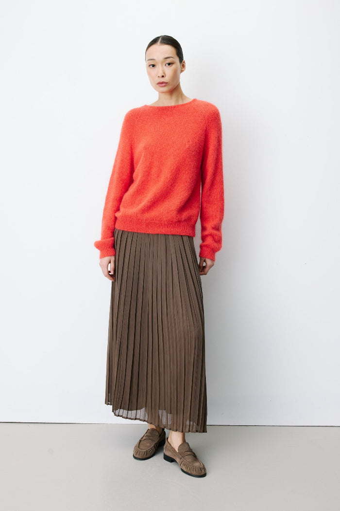 Grace & Mila Pullover Anthemis sanguine/rot, unifarben, Rundhalsausschnitt, freier Rücken