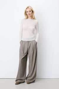 Grace & Mila Longsleeve Aube ecru, Langarmshirt, Spitzenoptik, transparent, Rundhalsausschnitt