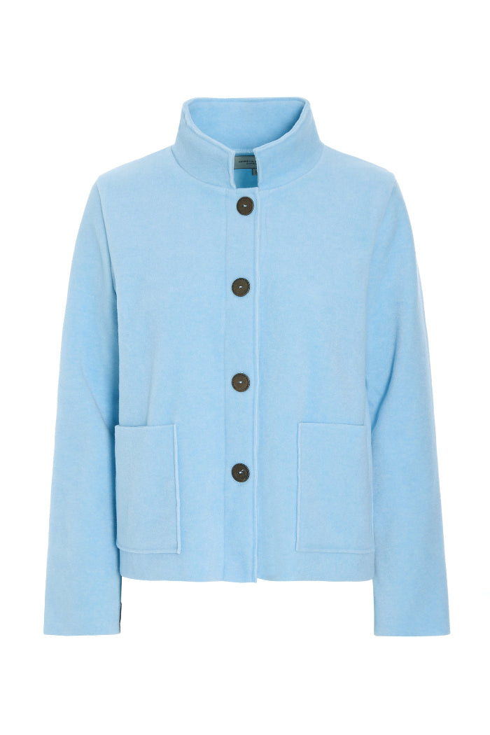 Henriette Steffensen Fleecejacke/Cardigan baby blue, hellblau, Stehkragen, Knopfleiste