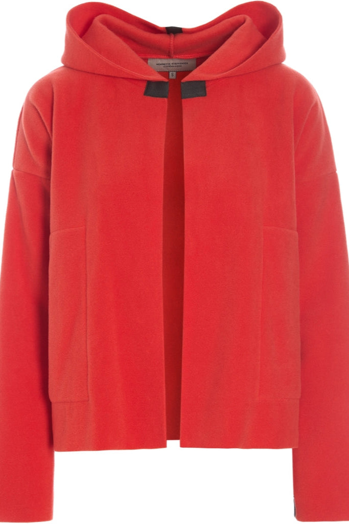 Henriette Steffensen, Jacke, Cardigan, Kapuze, offen, tomato, rot-orange