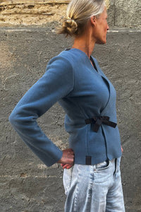 Henriette Steffensen Fleecesweater/Wickelpulli dusty blue