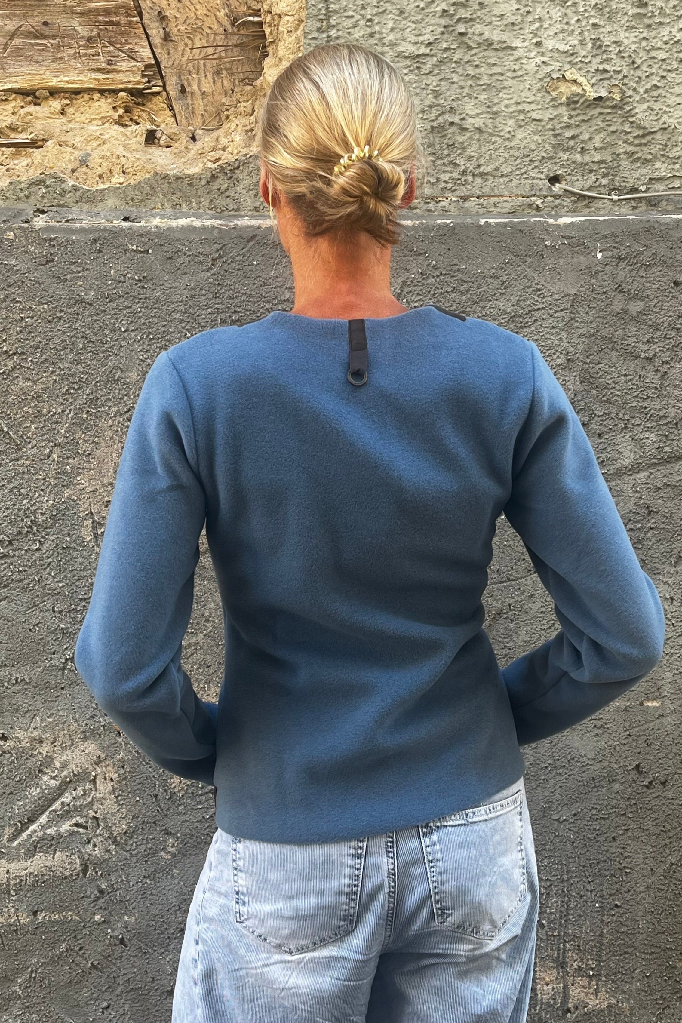 Henriette Steffensen Fleecesweater/Wickelpulli dusty blue