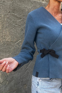Henriette Steffensen Fleecesweater/Wickelpulli dusty blue