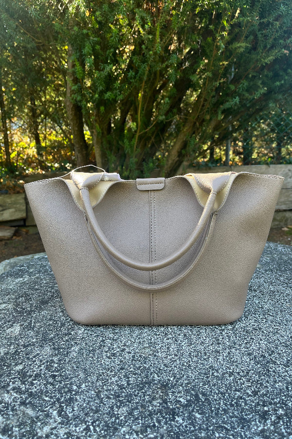 zaZa´z Handtasche taupe, unifarben, Innentasche, Druckknopf, Polyurethan