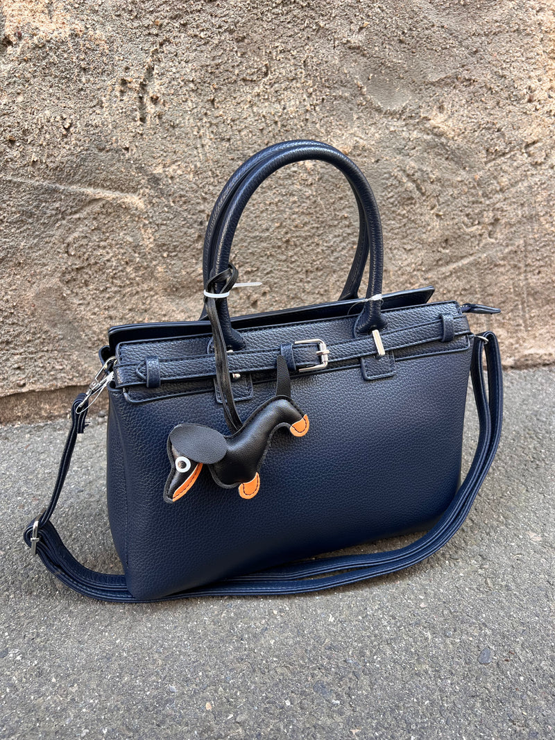 zaZa´z Handtasche blau, Taschenriemen kurz und lang, Fächer innen