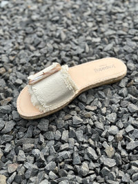 Espadrij Belfort Lin nature, beige, Schnalle, Fransen