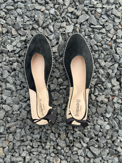 Espadrij Bastille noir, Sandale, Veloursleder