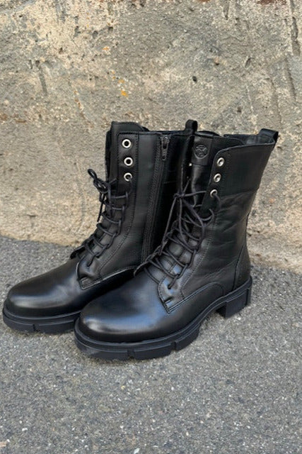 Post XChange Boots, Lederboots, schwarz, black, mit Schnürung, dicke Profilsohle