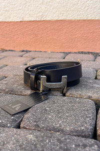 Luca Kayz Gürtel Cosmo blue, blau, dunkelblau,  silberne Schnalle, glänzend, austauschbar, Leder