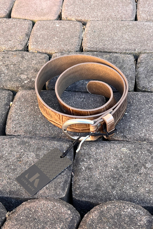 Luca Kayz Gürtel Croco taupe