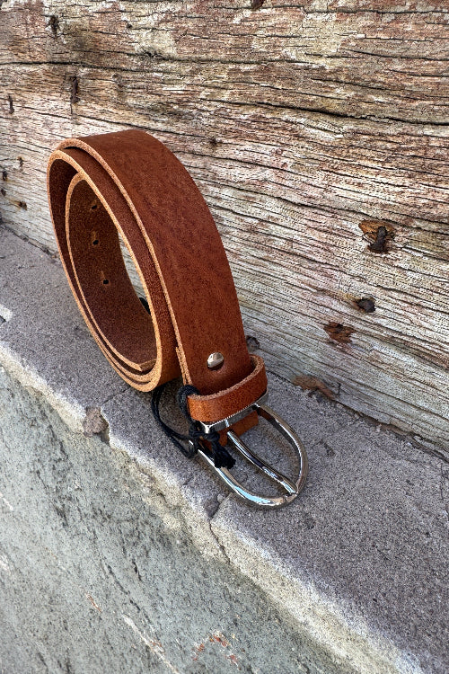 Luca Kayz Gürtel Calvados cognac, braun, matt, strukturiert, Leder