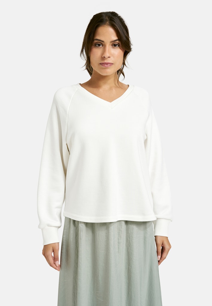 Milano Sweatshirt, offwhite, V-Ausschnitt, Raglanärmel, Follow your dream