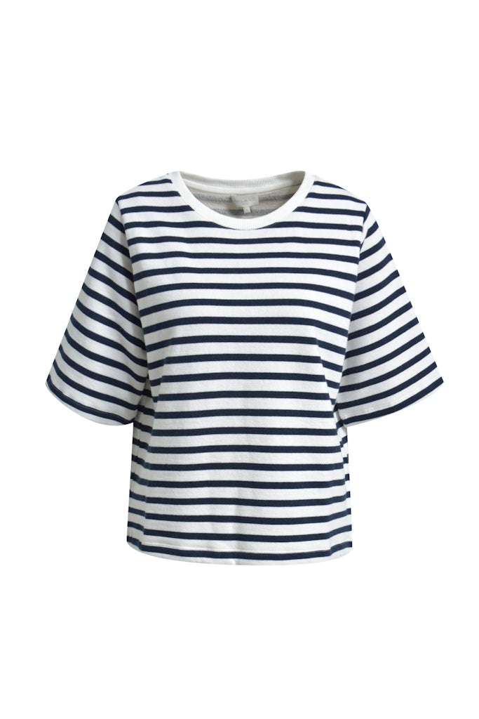 Milano Sweatshirt, kurzärmlig, navy print, blau-weiß gestreift, maritim, Rundhalsausschnitt