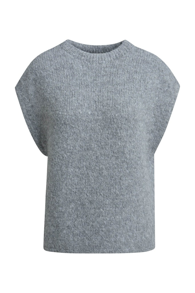 Milano Pullunder, knitwear, grey melange, grau, ärmellos, Rundhalsausschnitt, Wolle, Alpaka
