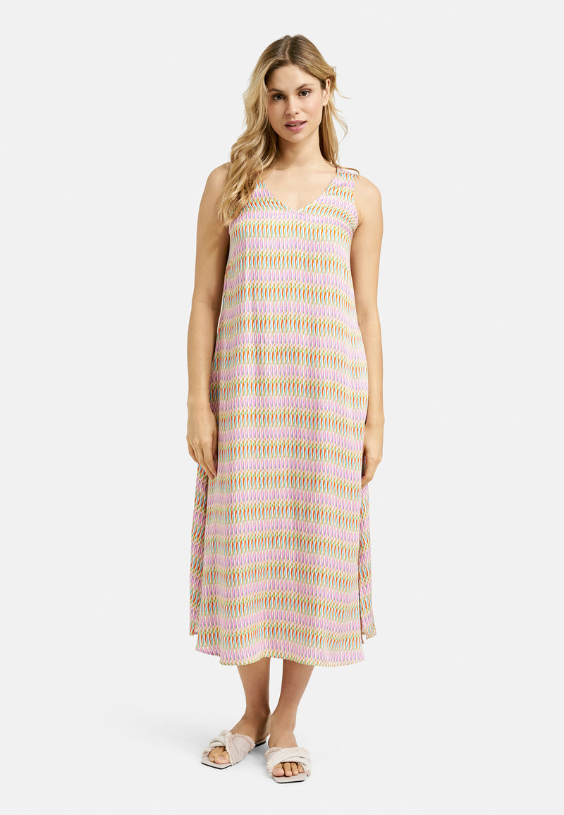 Milano Kleid, Sommerkleid, colorful print, ärmellos, V-Ausschnitt. Viskose