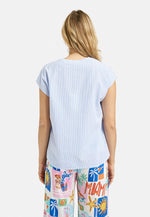 Milano Kurzarm-Bluse gestreift azur print