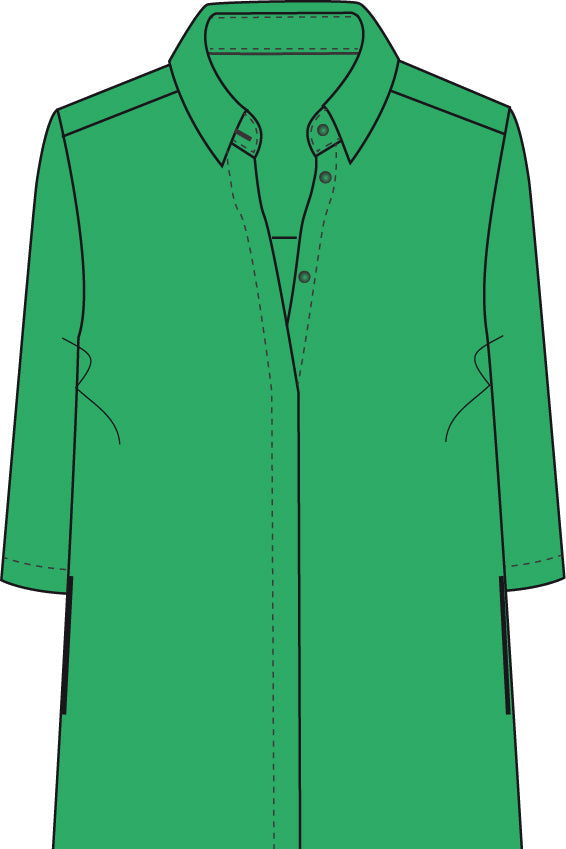 Milano Hemdblusenkleid apple/grün, Kleid, unifarben, Kragen, 3/4 Ärmel, Baumwolle 