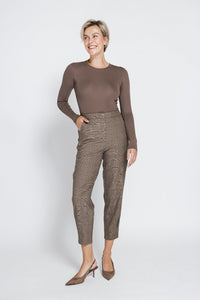 Zhrill Hose Borda kariert brown, Karomuster, mid waist, knöchellang