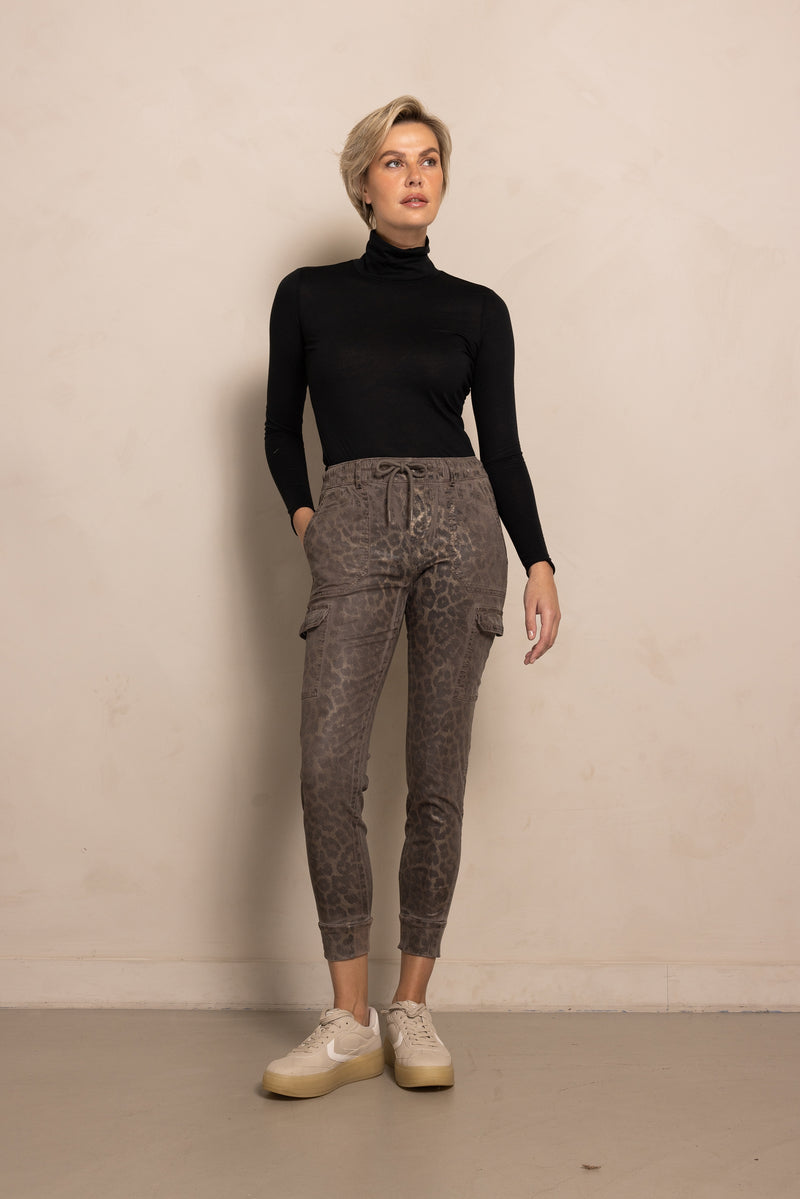 Zhrill Cargohose, Cargopants, Daisey, brown, braun, Leoprint