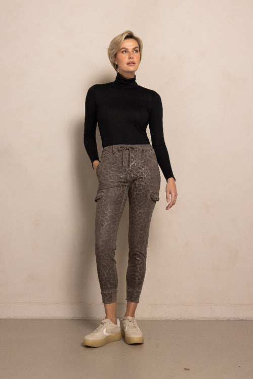 Zhrill Cargohose, Cargopants, Daisey, brown, braun, Leoprint