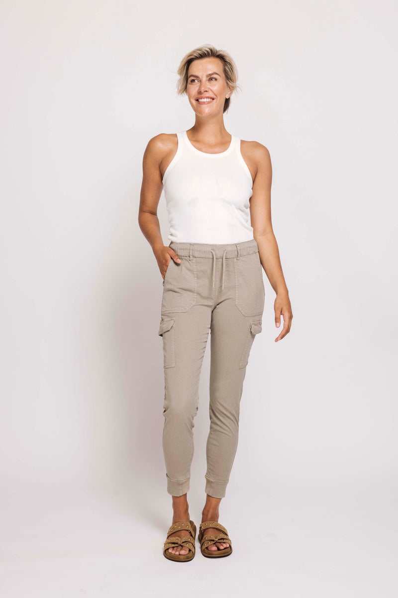 Zhrill Cargohose Daisey green, khaki, Cargopants, non denim, knöchellang