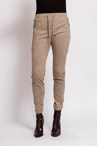 Zhrill Hose Chiara Casual sand/beige/taupe, Veloursoptik, elastischer Bund, Kordelzug