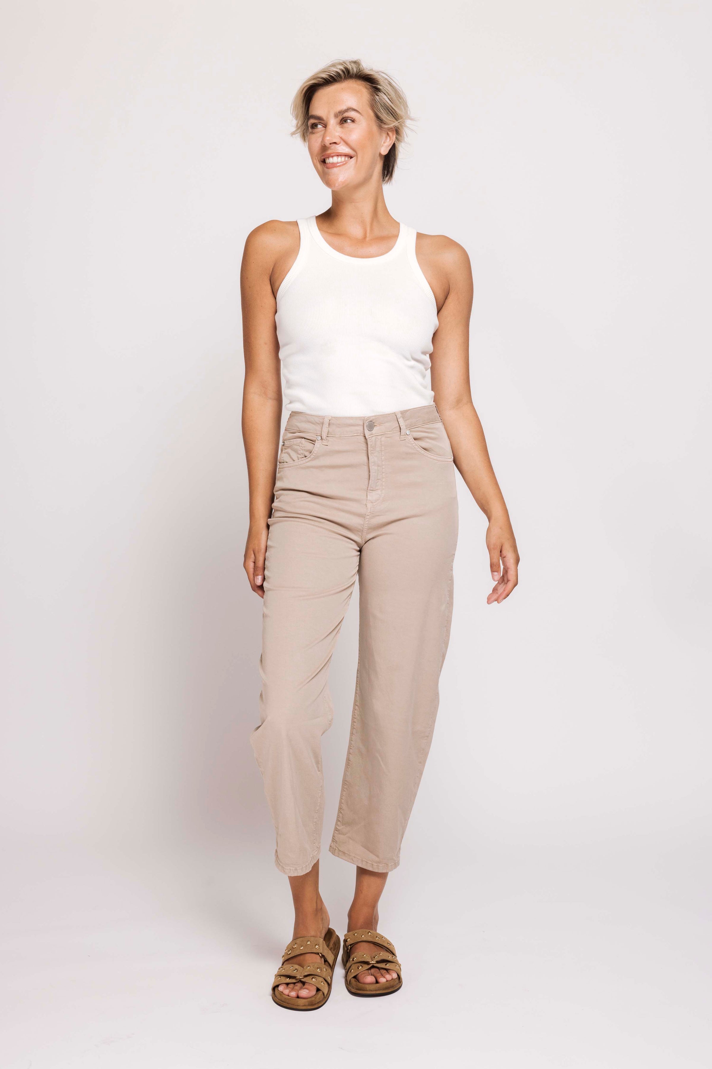 Zhrill Jeans Iza sand, high waist, beige, relaxed fit