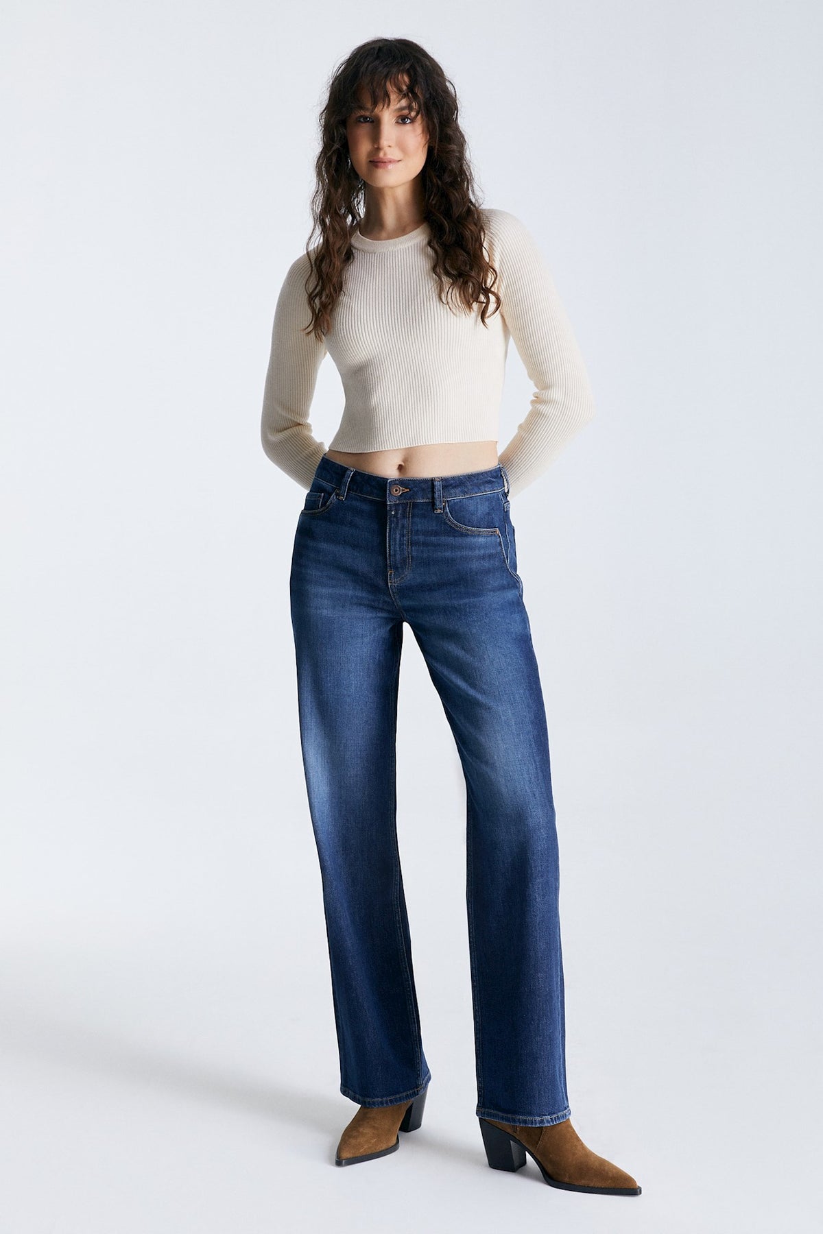 Cup of Joe Jeans Nova dark blue, wide straight, mid waist, dunkle Waschung, Länge 30