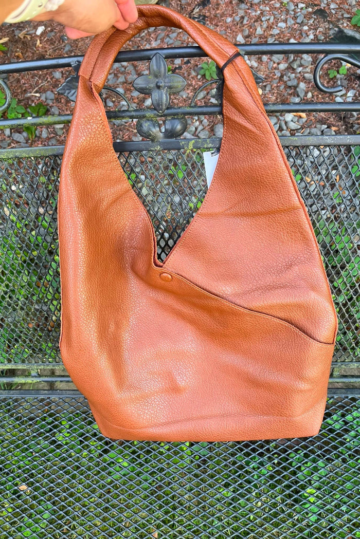 TrendVille Beuteltasche hellbraun, unifarben, Tasche, Beutel, Handtasche, Polyurethan