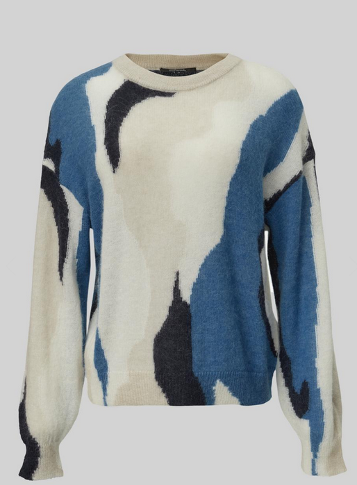 Comma Pullover creme/blue print