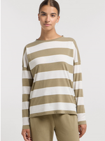 Elbsand Longsleeve Milia Stripes golden olive/cloud white