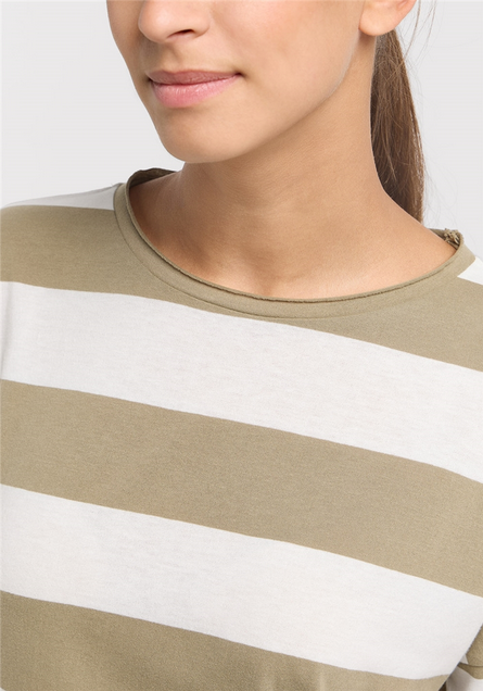 Elbsand Longsleeve Milia Stripes golden olive/cloud white