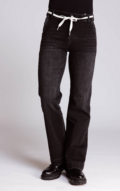 Zhrill Jeans Roa, black denim, dunkle Waschung, gerades Bein