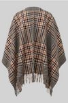 Comma Indoor-Poncho kariert braun